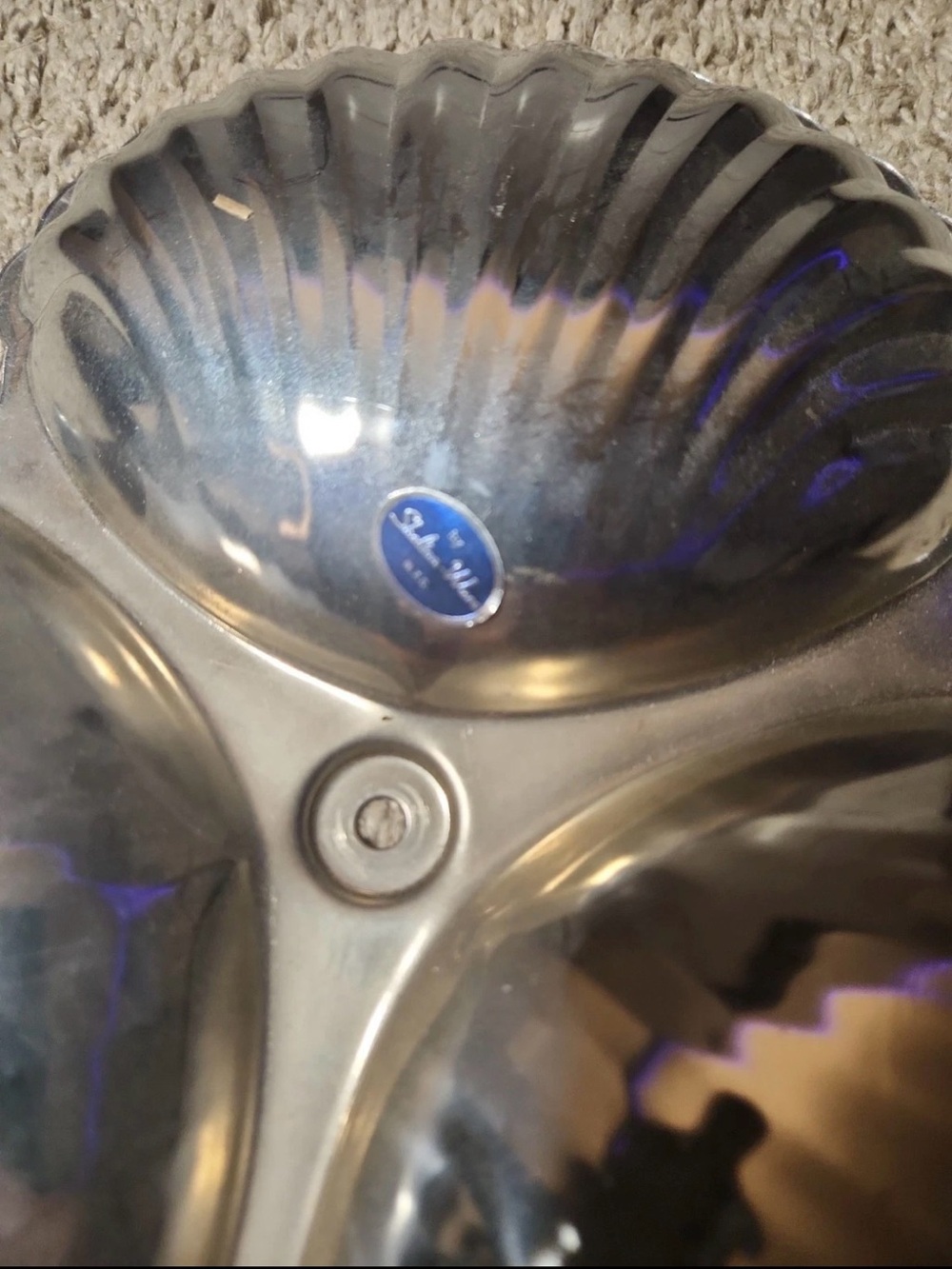 Stainless Steel 3-Section Shell Snack Server - Picture 3 of 5